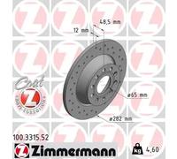 2x Disque de frein plein 100.3315.52 ZIMMERMANN pour AUDI VW SEAT SKODA