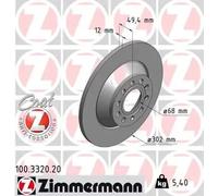 2x Disque de frein plein 100.3320.20 ZIMMERMANN pour AUDI A6 C6 A6 C6 Avant