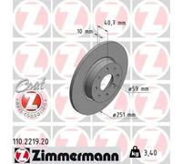 2x Disque de frein plein 110.2219.20 ZIMMERMANN pour ALFA ROMEO MITO