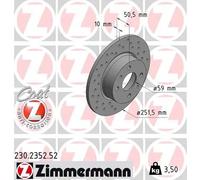 2x Disque de frein plein 230.2352.52 ZIMMERMANN pour ALFA ROMEO FIAT LANCIA