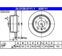 2x Disque de frein plein 24.0108-0111.1 ATE pour MERCEDES-BENZ CLASSE A VANEO