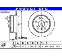2x Disque de frein plein 24.0108-0113.1 ATE pour MERCEDES-BENZ CLASSE A