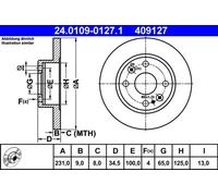 2x Disque de frein plein 24.0109-0127.1 ATE pour MAZDA 323 C IV 323 F IV MX-5 I