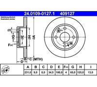 Disque de frein arrière ATE pour Mazda MX5 NA 1,6L sans ABS