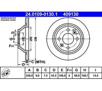 2x Disque de frein plein 24.0109-0130.1 ATE pour SAAB 9000 900 I Combi Coupe