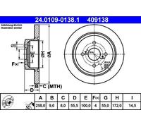 Disque de frein ATE 24.0109-0138.1 arrière, plein, 1 pièce