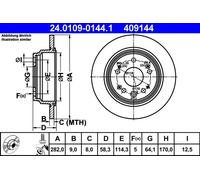 ATE Disques de frein 2x 24.0109-0144.1 essieu arrière complets pour HONDA CR-V II