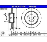 2x Disque de frein plein 24.0109-0146.1 ATE pour CHRYSLER NEON II PT CRUISER