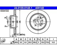 2x Disque de frein plein 24.0109-0148.1 ATE pour TOYOTA CELICA Coupé