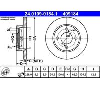 ATE Disque de frein plein 24.0109-0184.1 pour Suzuki Baleno – Lot de 2