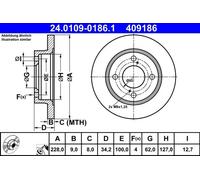 2x Disque de frein plein 24.0109-0186.1 ATE pour SUZUKI SWIFT V