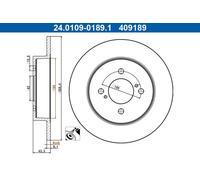 2x Disque de frein plein 24.0109-0189.1 ATE pour SUZUKI SWIFT IV