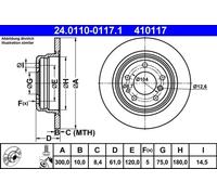 Disque de frein ATE 24.0110-0117.1 arrière, plein, à haute teneur en carbone, 1 pièce