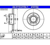 2x Disque de frein plein 24.0110-0154.1 ATE pour AUDI 100 C3 A trois volumes