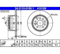 2x Disque de frein plein 24.0110-0189.1 ATE pour VOLVO 240 240 Kombi 260 740 760