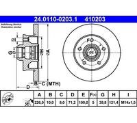2x Disque de frein plein 24.0110-0203.1 ATE pour VW SEAT
