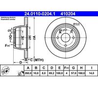 ATE Disque de frein plein 24.0110-0204.1 pour OPEL ASTRA F à trois volumes 2x