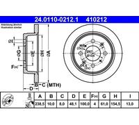 ATE Disque de frein plein 24.0110-0212.1 pour ROVER, HONDA, MG 2x