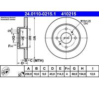 ATE Disque de frein 24.0110-0215.1 – Convient pour NISSAN – Lot de 2