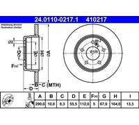 2x Disque de frein plein 24.0110-0217.1 ATE pour MERCEDES-BENZ CLASSE C CLK SLK