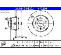 ATE Disque de frein plein 24.0110-0220.1 essieu arrière pour Renault Safrane II / Laguna I 2x