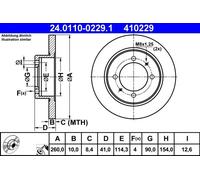 Disque de frein ATE 24.0110-0229.1 arrière, plein, 1 pièce