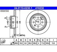 Disque de frein ATE 24.0110-0230.1 arrière, plein, 1 pièce
