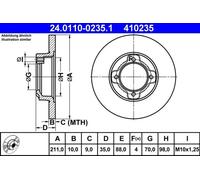 2x Disque de frein plein 24.0110-0235.1 ATE pour DAIHATSU CUORE II CUORE IV