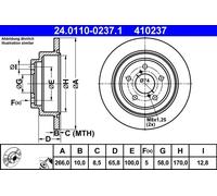 Disque de frein ATE 24.0110-0237.1 arrière, plein, 1 pièce