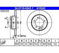 2x Disque de frein plein 24.0110-0243.1 ATE pour MITSUBISHI ECLIPSE I