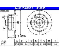 2x ATE 24.0110-0253.1 Disque de frein pour OPEL Calibra A (C89) 270mm