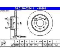 2x Disque de frein plein 24.0110-0264.1 ATE pour HYUNDAI LANTRA II COUPE I