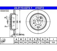 2x Disque de frein plein 24.0110-0272.1 ATE pour PEUGEOT 607