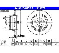 ATE Disque de frein 24.0110-0278.1 arrière plein – 1 pièce