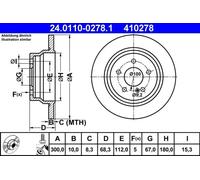 2x Disque de frein plein 24.0110-0278.1 ATE pour MERCEDES-BENZ CLS CLASSE E