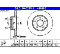 2x Disque de frein plein 24.0110-0285.1 ATE pour NISSAN ALMERA TINO PRIMERA