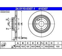 ATE Disque de frein 24.0110-0307.1 plein pour Mazda MX-5 II