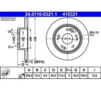 2x Disque de frein plein 24.0110-0321.1 ATE pour HONDA ACCORD VII