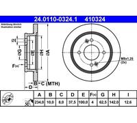 Disque de frein ATE 24.0110-0324.1 arrière, plein, 1 pièce