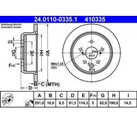 Disque de frein ATE 24.0110-0335.1 arrière, plein, 1 pièce