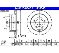 Disque de frein ATE 24.0110-0345.1 arrière, plein, 1 pièce