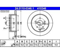 2x Disque de frein ATE 24.0110-0346.1 convient pour TOYOTA