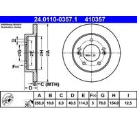 2x Disque de frein plein 24.0110-0357.1 ATE pour HYUNDAI KIA