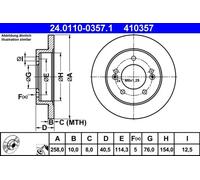 Disque de frein ATE 24.0110-0357.1 arrière, plein, 1 pièce