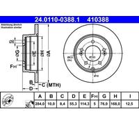 ATE Disque de frein plein 24.0110-0388.1 pour KIA HYUNDAI – 2x