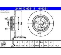 ATE Disque de frein 24.0110-0391.1 plein pour Mercedes-Benz SLK SLC 2x