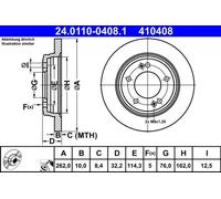 Disque de frein ATE 24.0110-0408.1 arrière, plein, à haute teneur en carbone, 1 pièce