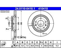 ATE Disque de frein 24.0110-0418.1, 1 pièce