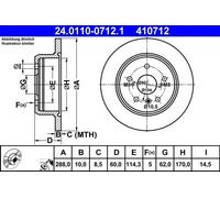 2x Disque de frein plein 24.0110-0712.1 ATE pour LEXUS RX