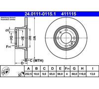 2x Disque de frein plein 24.0111-0115.1 ATE pour LADA 1200-1600 1200-1500 Break